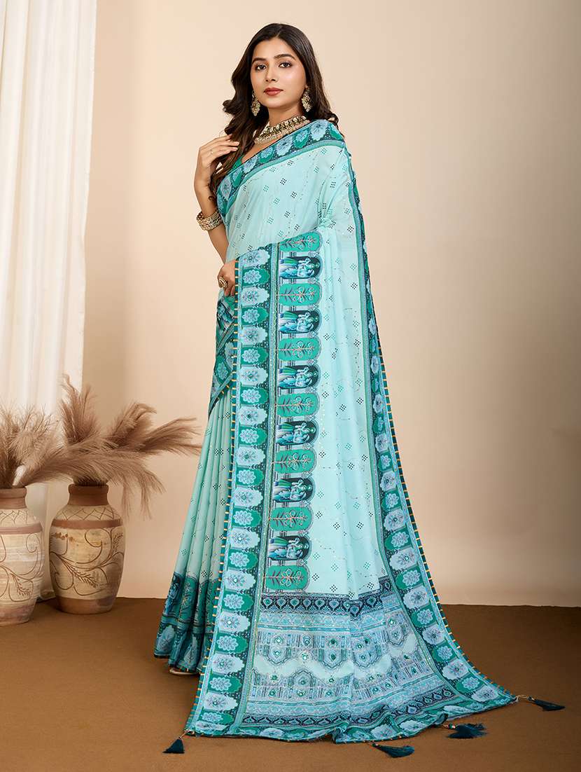 women printed embroidered saree with blouse - 22274022 -  Standard Image - 1