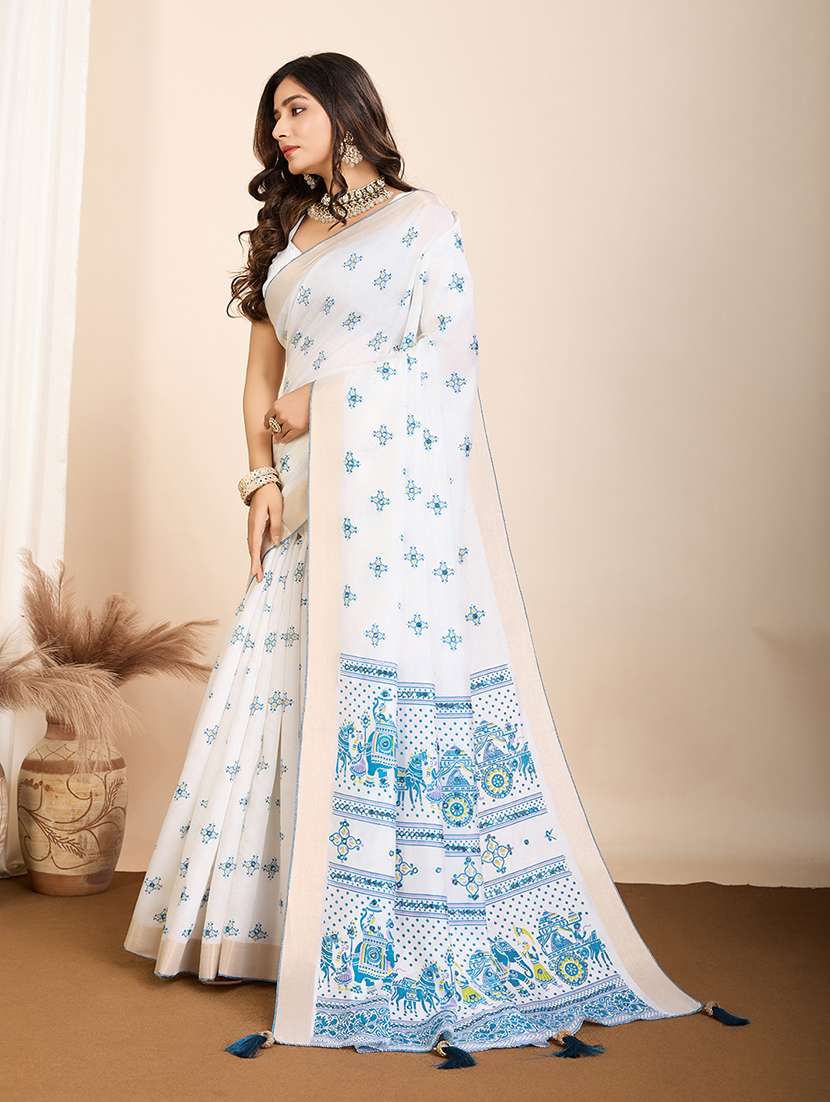women printed casual wear saree with blouse - 22274058 -  Standard Image - 1