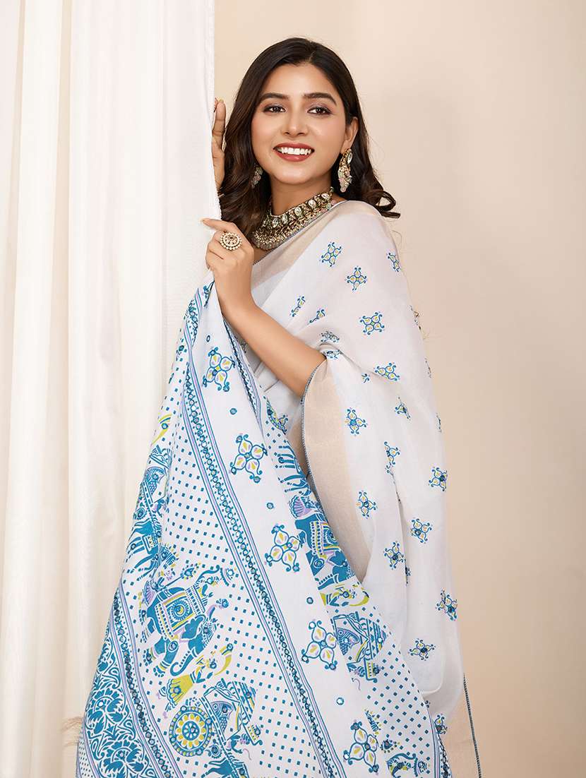 women printed casual wear saree with blouse - 22274058 -  Standard Image - 4