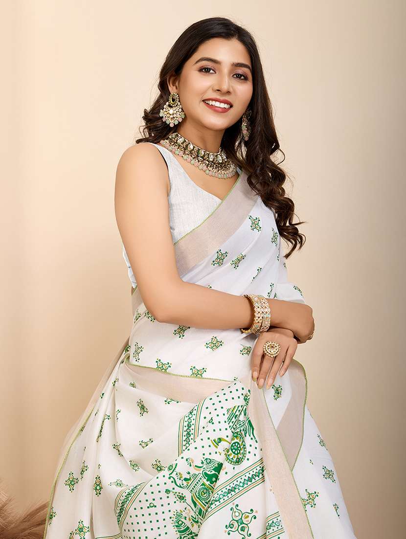 women printed casual wear saree with blouse - 22274059 -  Standard Image - 4