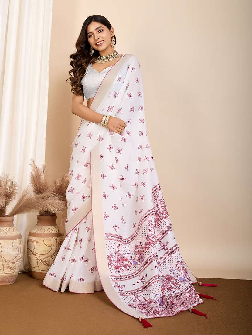women printed casual wear saree with blouse - 22274060 -  Standard Image - 1