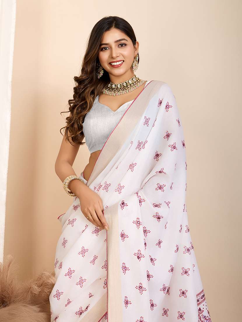 women printed casual wear saree with blouse - 22274060 -  Standard Image - 4
