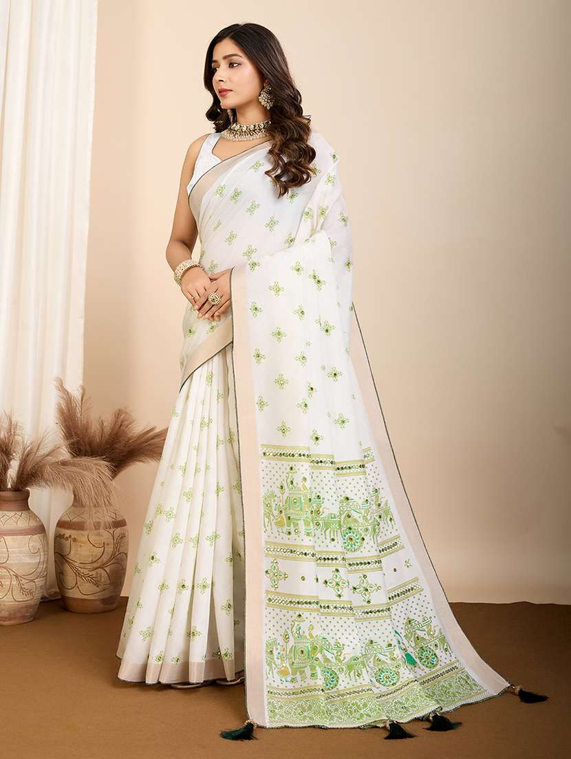 women printed casual wear saree with blouse - 22274061 -  Standard Image - 1