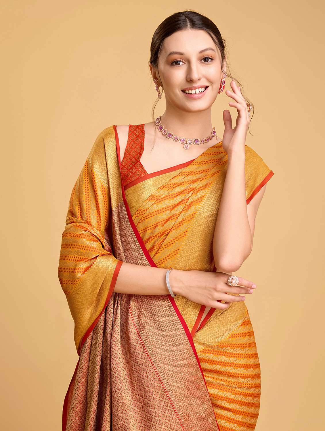 women self design banarasi saree with blouse - 22274070 -  Standard Image - 4