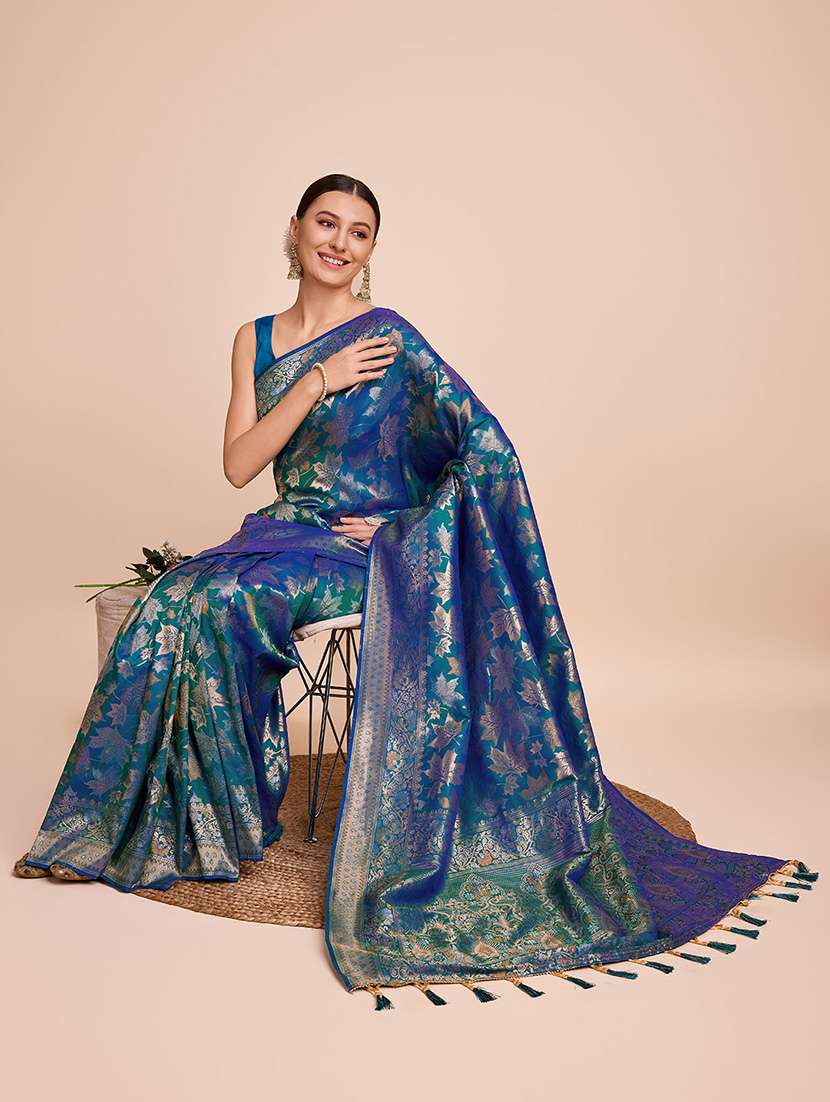 women self design banarasi saree with blouse - 22274081 -  Standard Image - 4