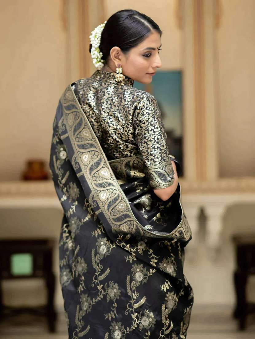 women self design banarasi saree with blouse - 22274159 -  Standard Image - 4