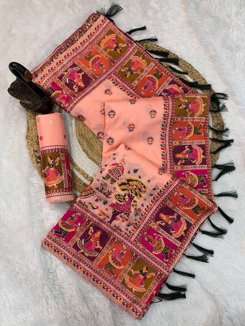 women self design bordered saree with blouse - 22274223 -  Standard Image - 4