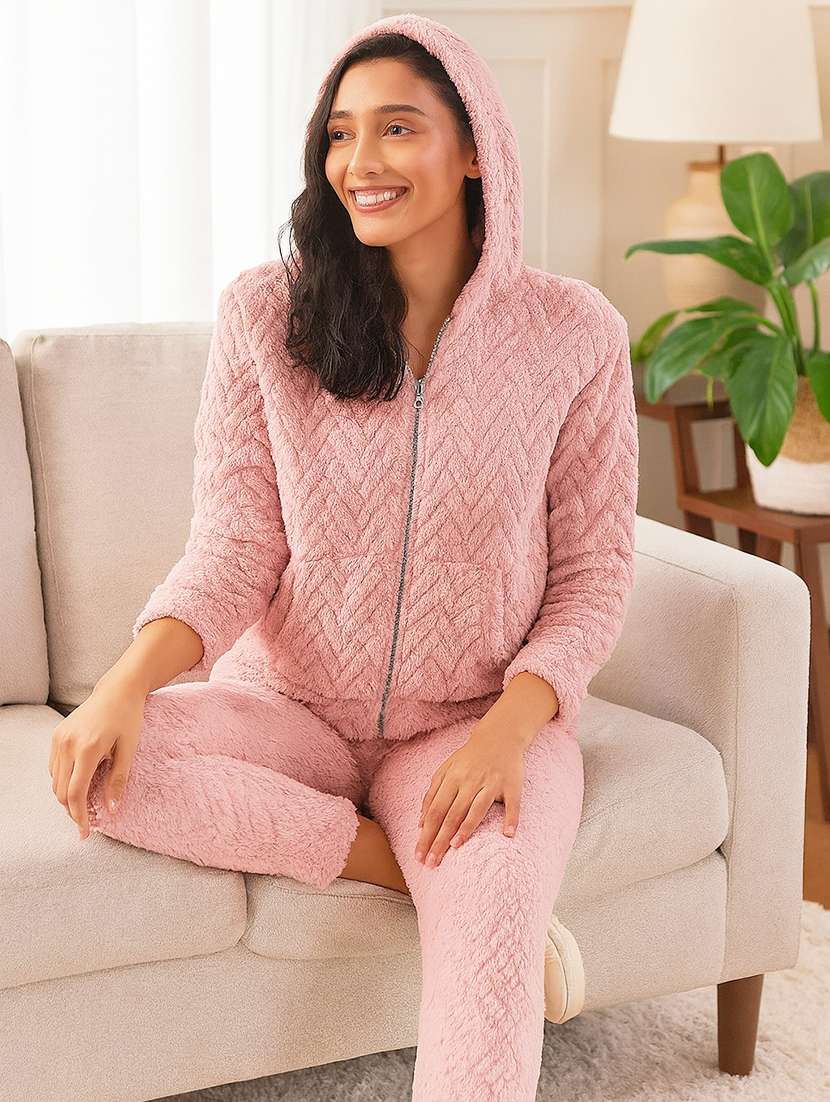 women solid nightwear pajama set