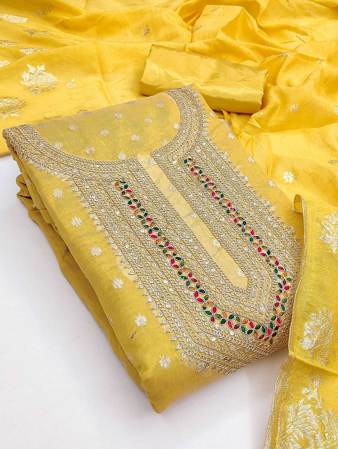 women self design embroidered unstitched suit set - 22274234 -  Standard Image - 1