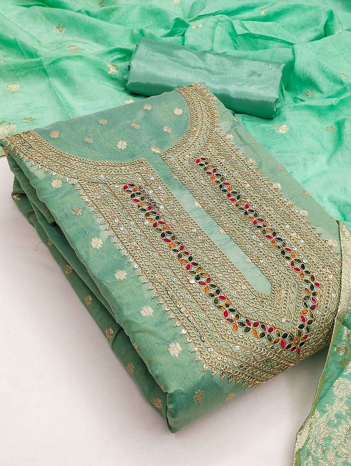 women self design embroidered unstitched suit set - 22274235 -  Standard Image - 1