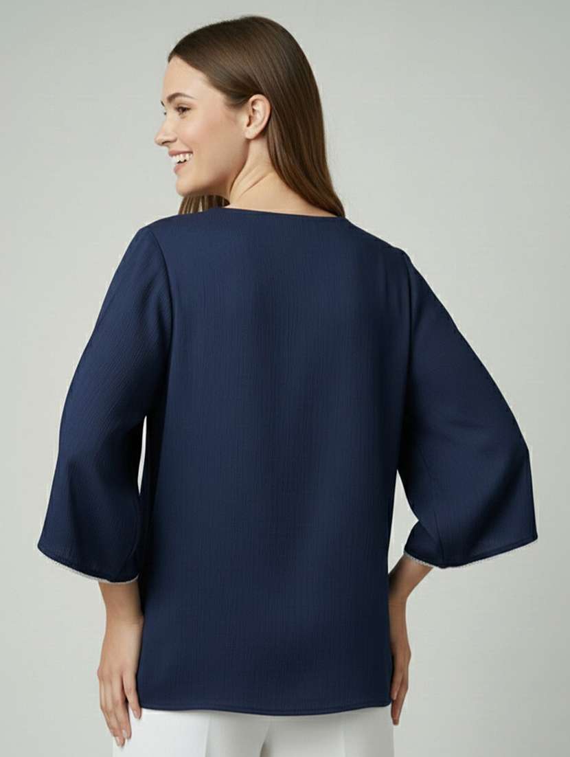 women solid bell sleeve a-line tunic - 22274262 -  Standard Image - 4