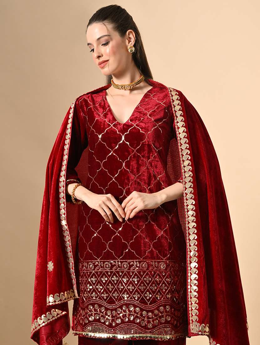 women embroidered kurta and palazzo with dupatta  - 22274271 -  Standard Image - 6