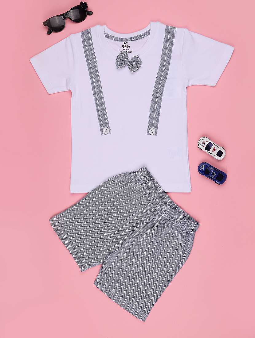 boys printed round neck dungaree set - 22274636 -  Standard Image - 1
