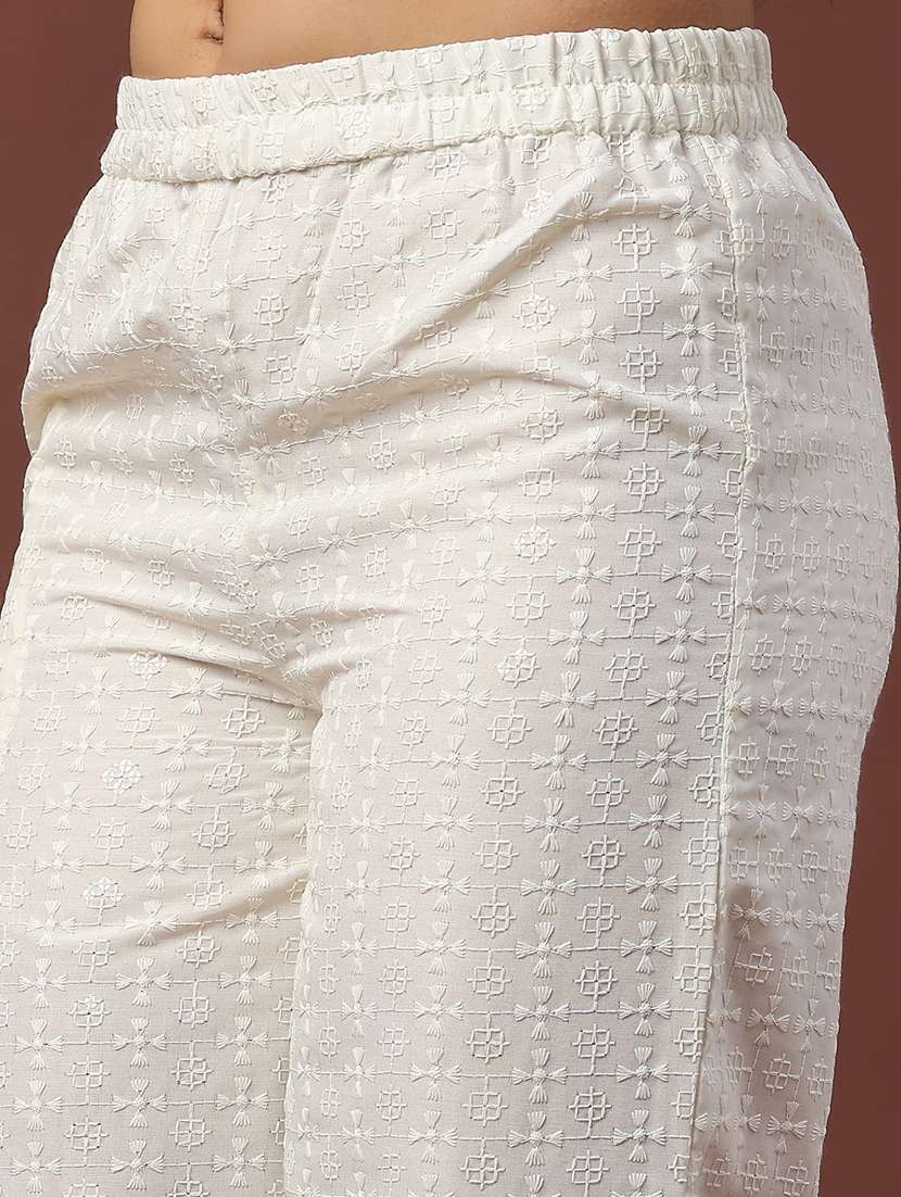 women solid with work mid rise straight palazzo - 22274641 -  Standard Image - 1