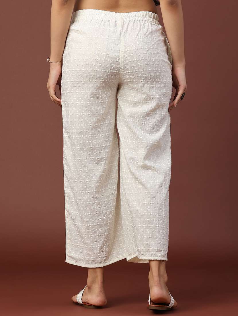 women solid with work mid rise straight palazzo - 22274641 -  Standard Image - 4