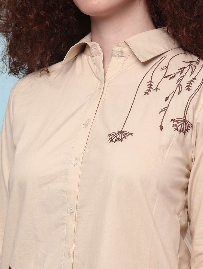 women beige cotton regular shirt - 22274866 -  Standard Image - 4