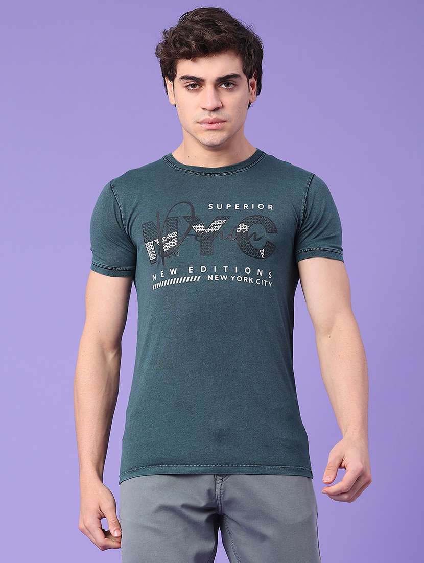 men typographic short sleeve slim fit t-shirt - 22274933 -  Standard Image - 1
