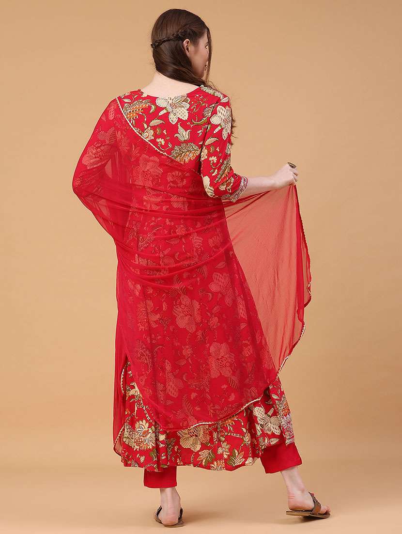 women floral three quarter sleeve kurta pant with dupatta set - 22275168 -  Standard Image - 4
