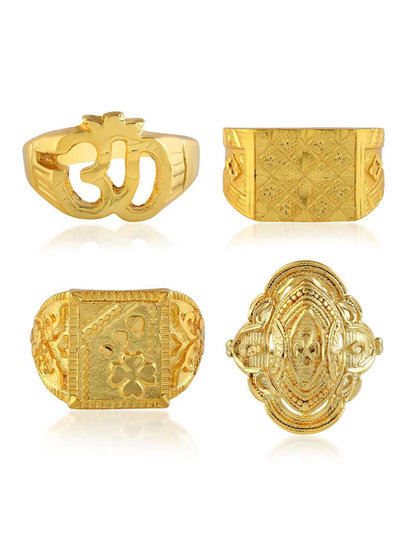 women pack of 4 gold brass finger ring - 22275223 -  Standard Image - 1