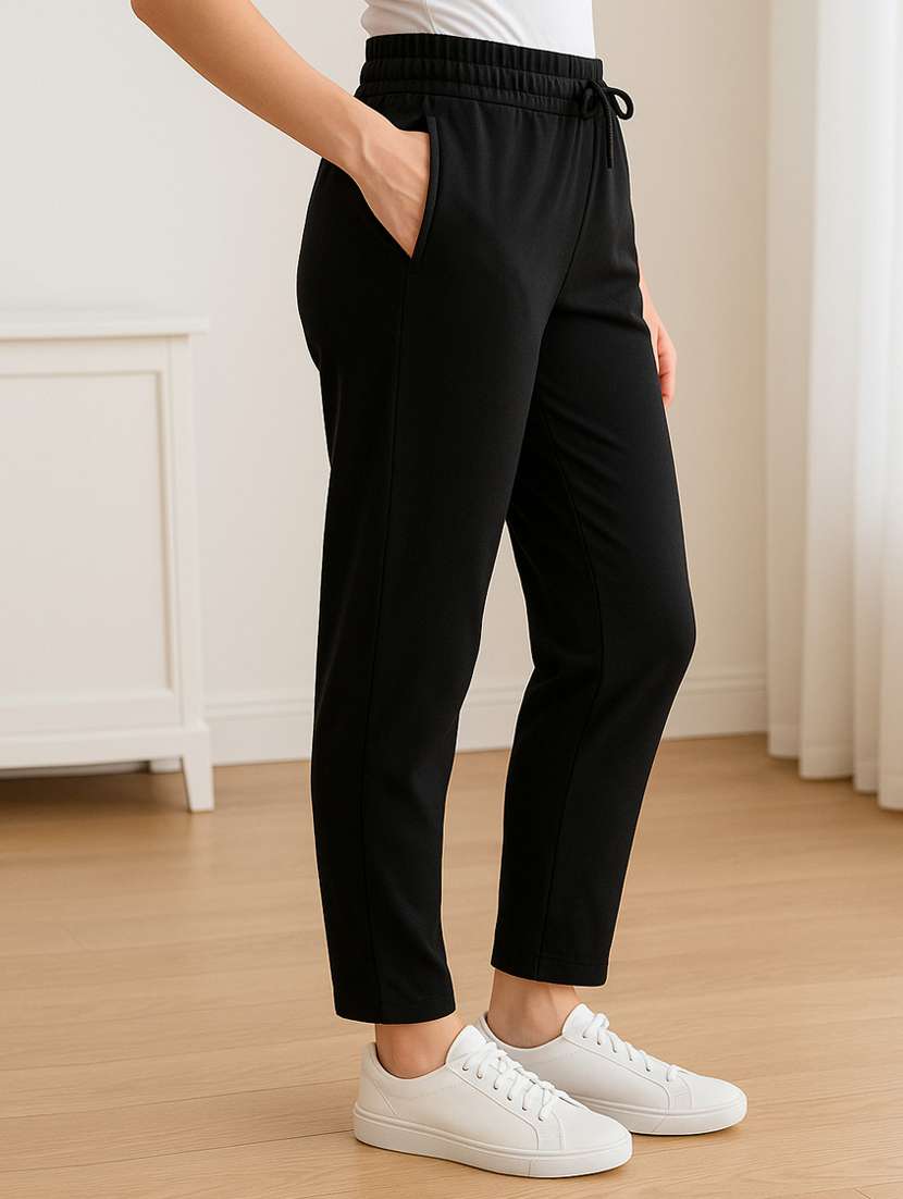 women solid mid rise track pant - 22275294 -  Standard Image - 1