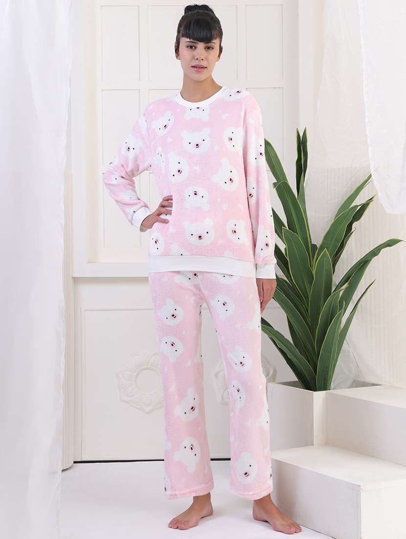 women printed winter wear nightwear pyjama set - 22275306 -  Standard Image - 1