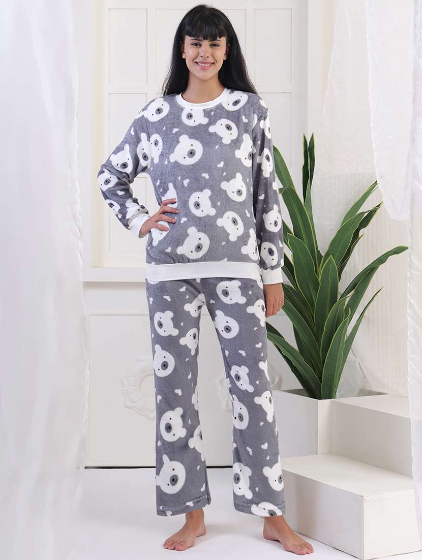 women printed winter wear nightwear pyjama set - 22275307 -  Standard Image - 1