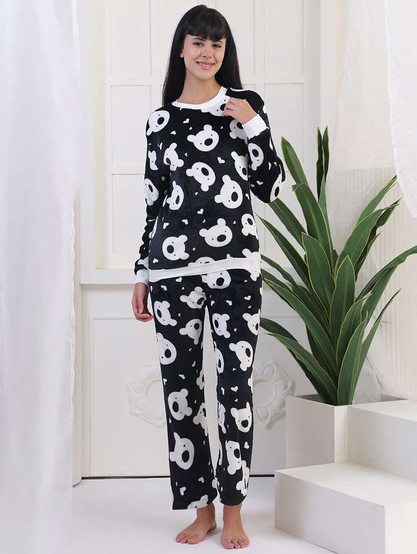 women printed winter wear nightwear pyjama set - 22275309 -  Standard Image - 1