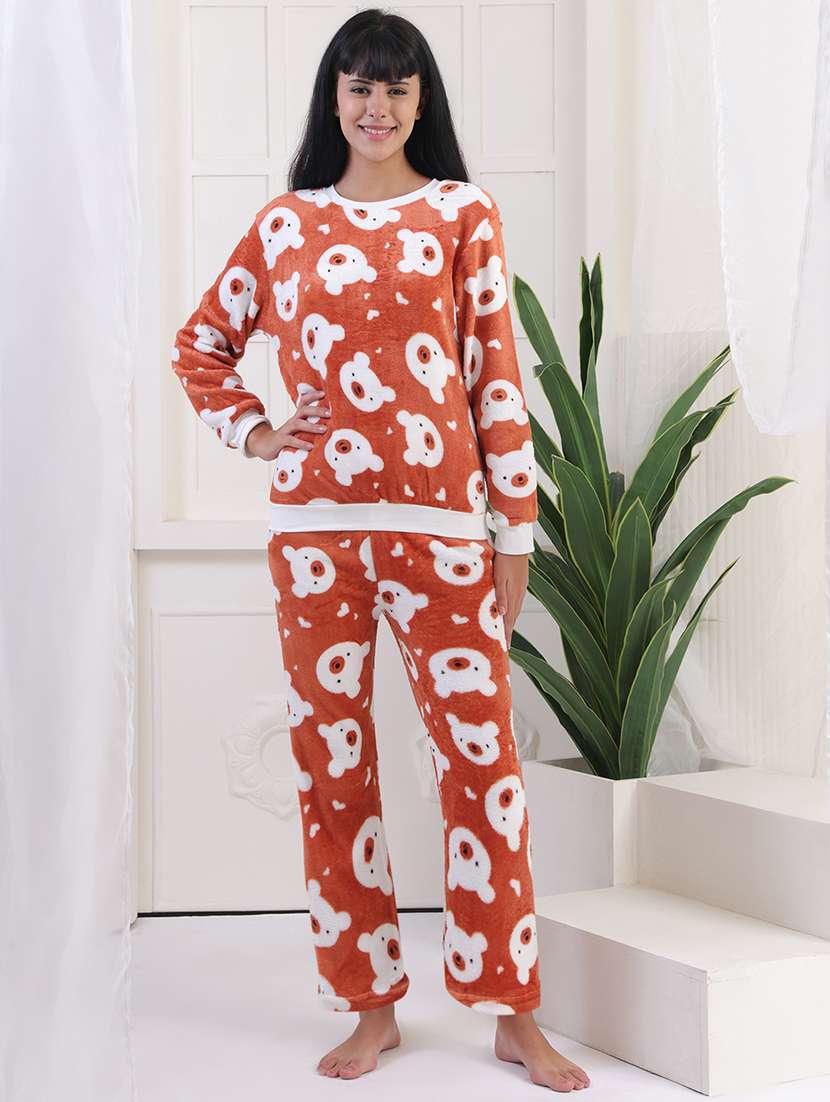 women printed winter wear nightwear pyjama set - 22275310 -  Standard Image - 1