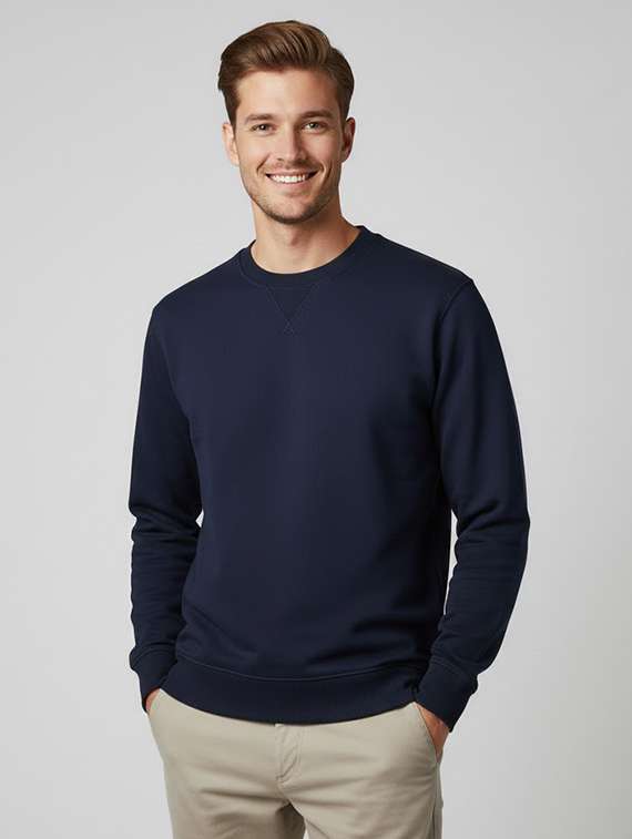 men solid crew neck long sleeve sweatshirt
