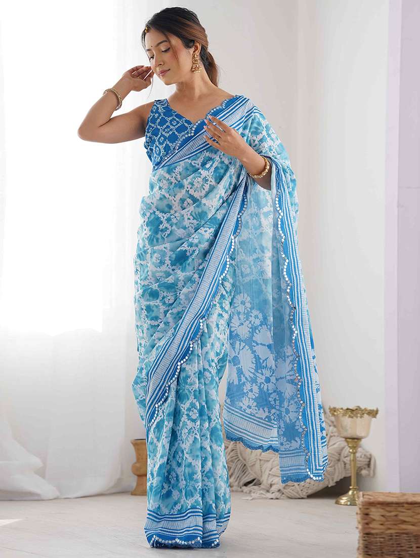 women printed casual wear saree with blouse - 22275456 -  Standard Image - 1