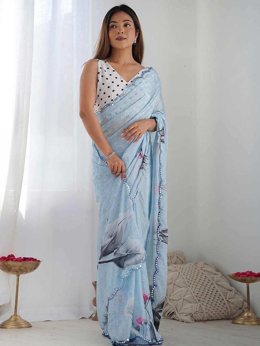 women printed casual wear saree with blouse - 22275458 -  Standard Image - 1