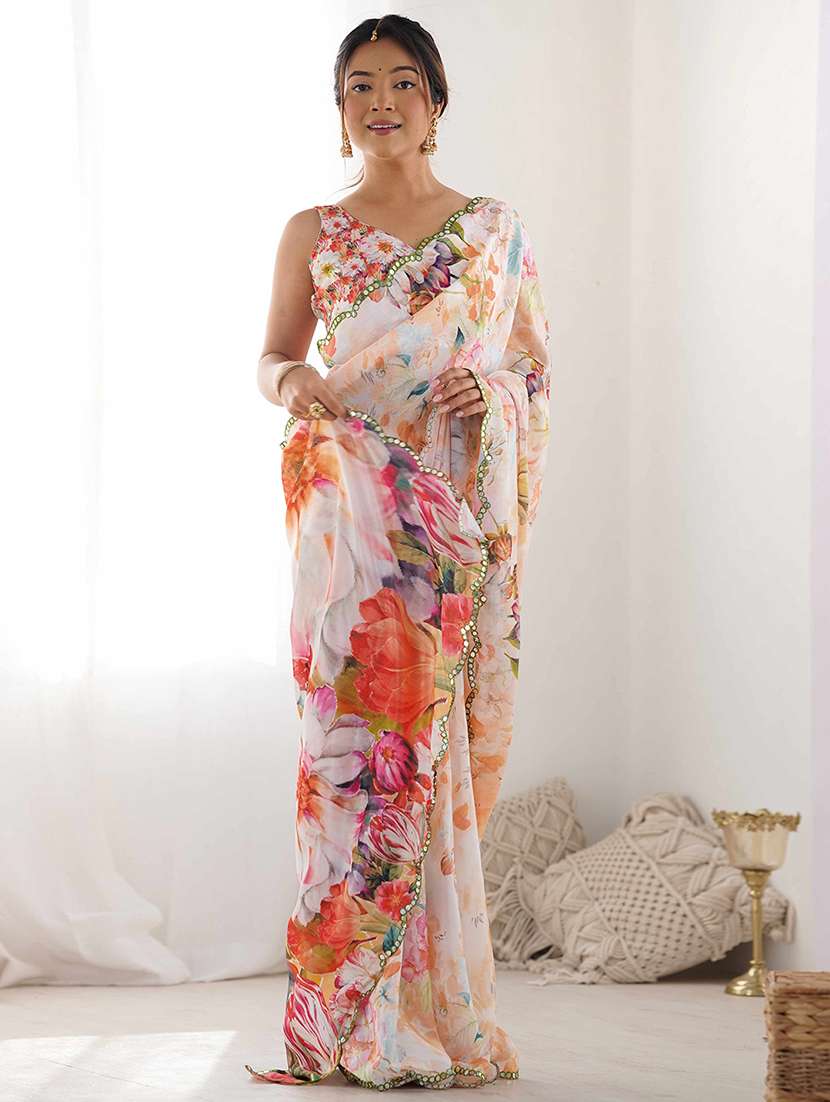 women printed casual wear saree with blouse - 22275460 -  Standard Image - 1