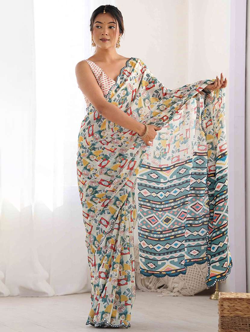 women printed casual wear saree with blouse - 22275463 -  Standard Image - 1