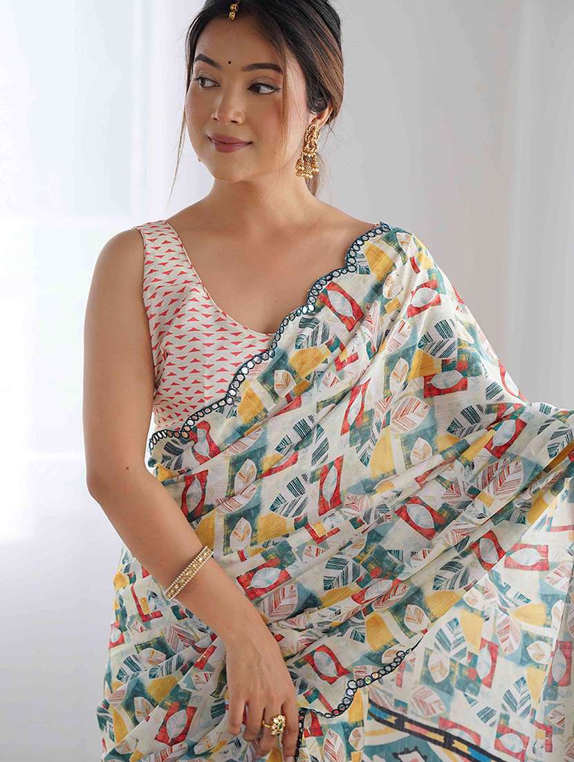 women printed casual wear saree with blouse - 22275463 -  Standard Image - 4