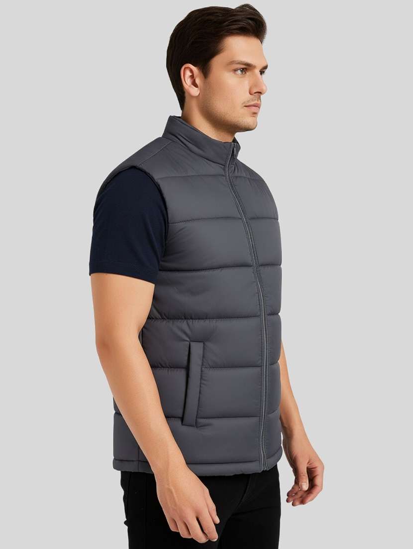 men solid sleeveless lightweight puffer jacket - 22275469 -  Standard Image - 1