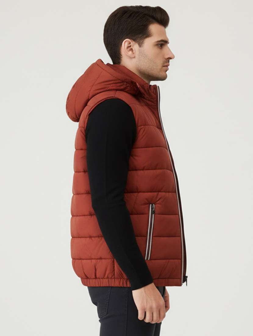 men solid sleeveless lightweight puffer jacket - 22275471 -  Standard Image - 1