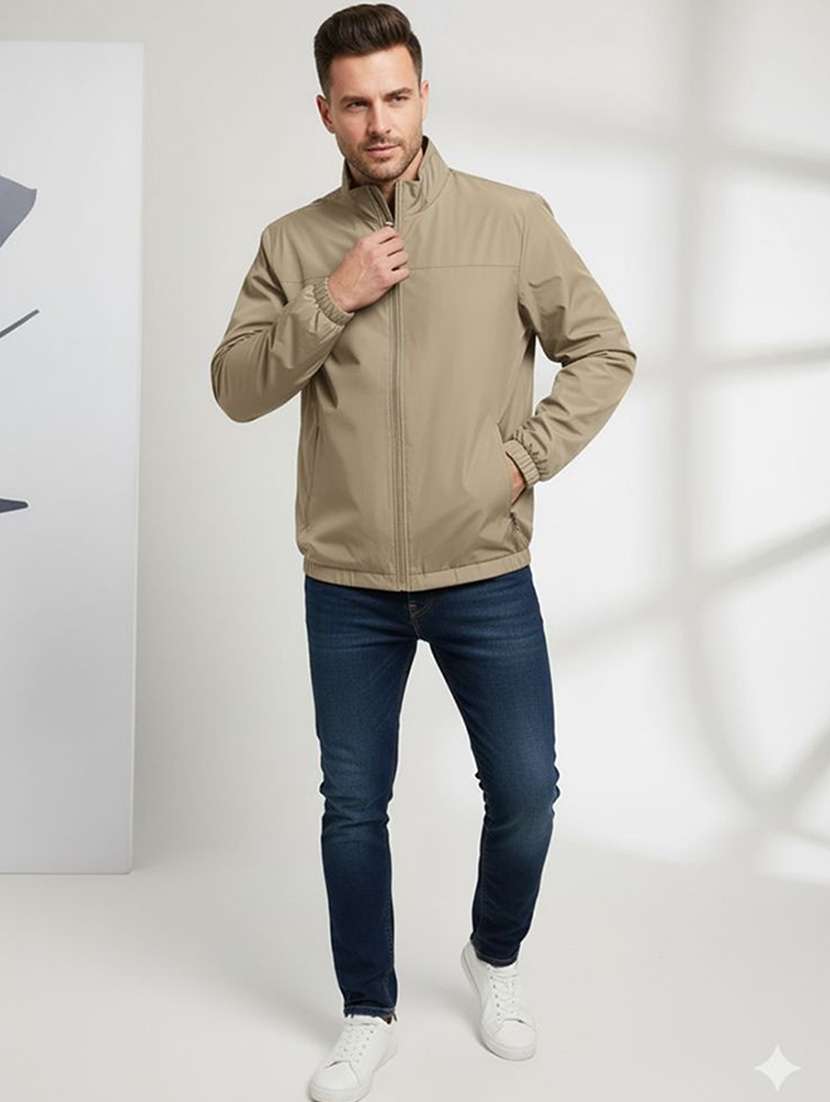 men solid long sleeve insulator bomber jacket