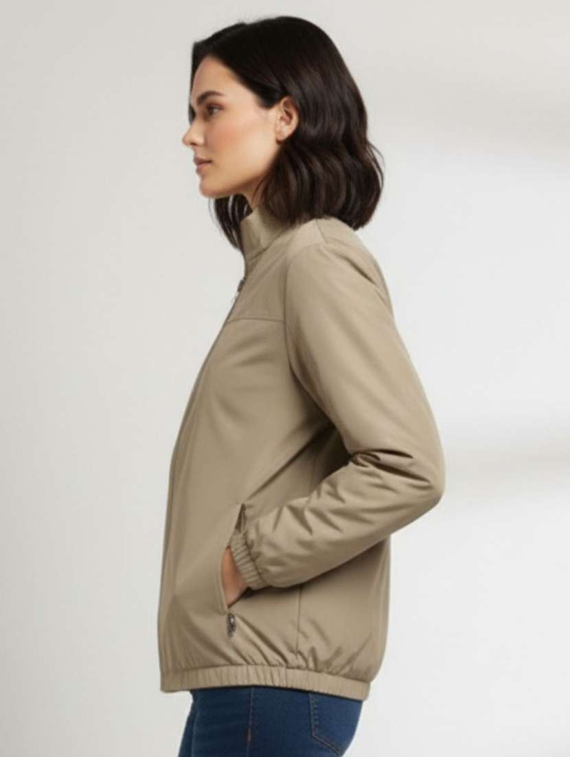 women solid long sleeve windcheater jacket - 22275482 -  Standard Image - 1