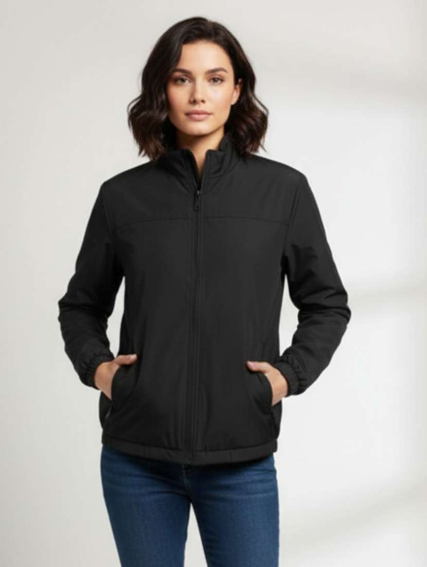 women solid long sleeve windcheater jacket