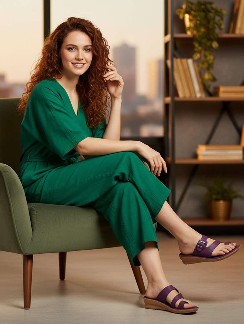 women solid open toe sandal - 22275487 -  Standard Image - 1