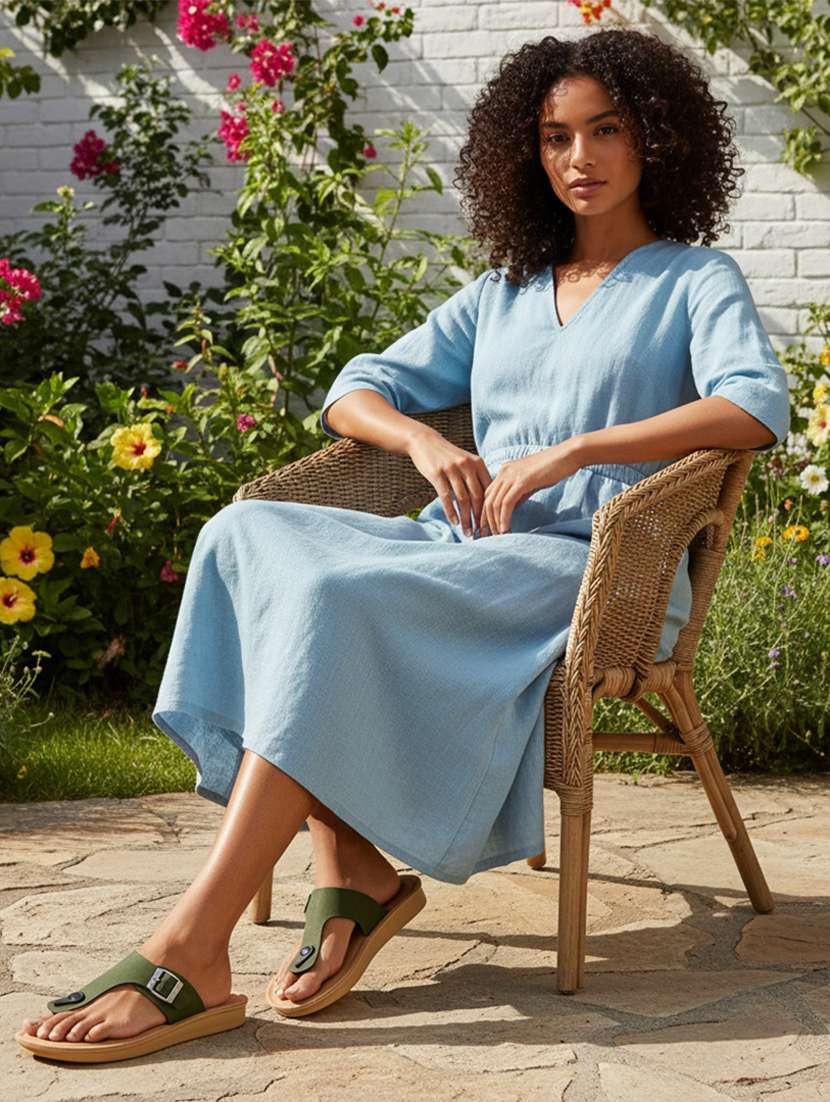 women solid open toe sandal - 22275496 -  Standard Image - 1