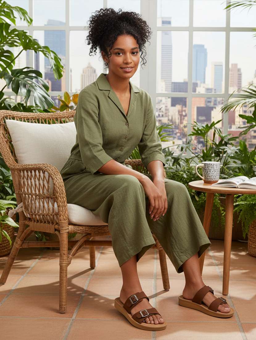 women solid open toe sandal - 22275499 -  Standard Image - 1