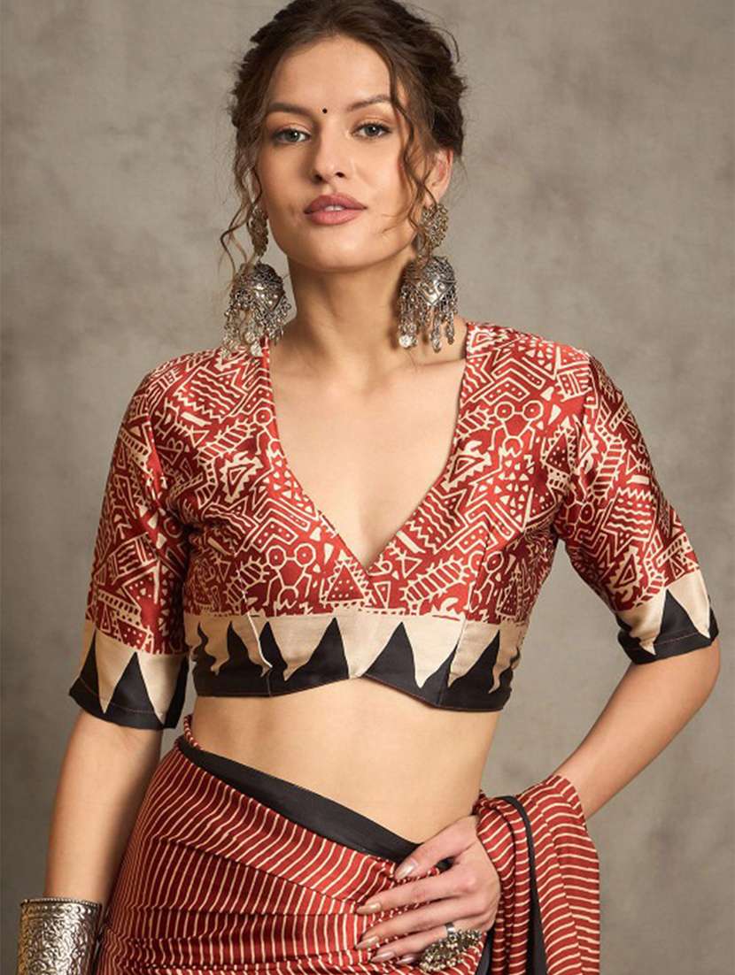 women printed casual wear saree with blouse - 22275542 -  Standard Image - 4