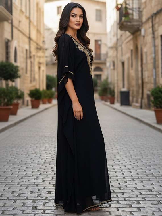 women embroidered kimono sleeve kaftan dress - 22275580 -  Standard Image - 1