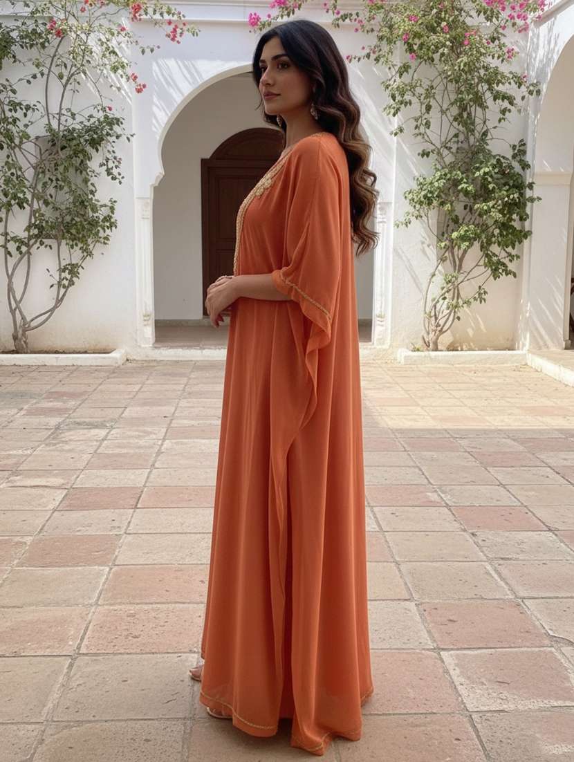 women embroidered kimono sleeve kaftan dress - 22275582 -  Standard Image - 1