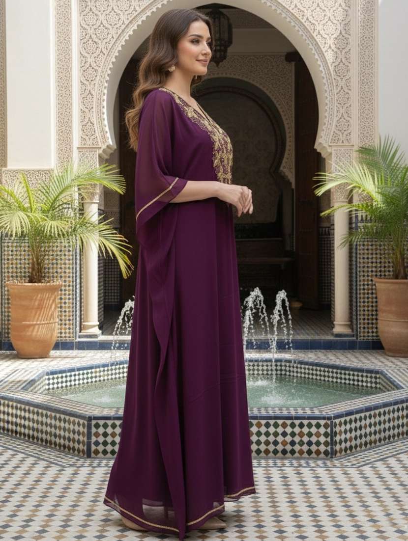 women embroidered kimono sleeve kaftan dress - 22275587 -  Standard Image - 1