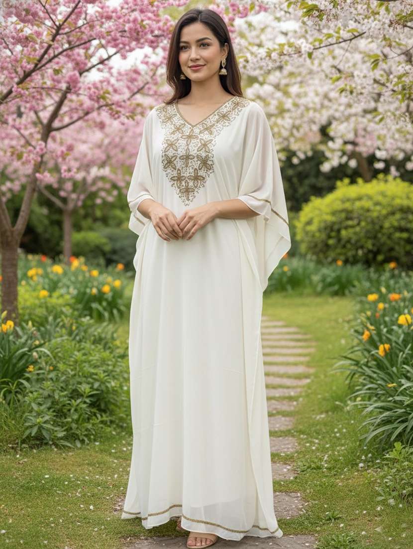 women embroidered kimono sleeve kaftan dress - 22275588 -  Standard Image - 1