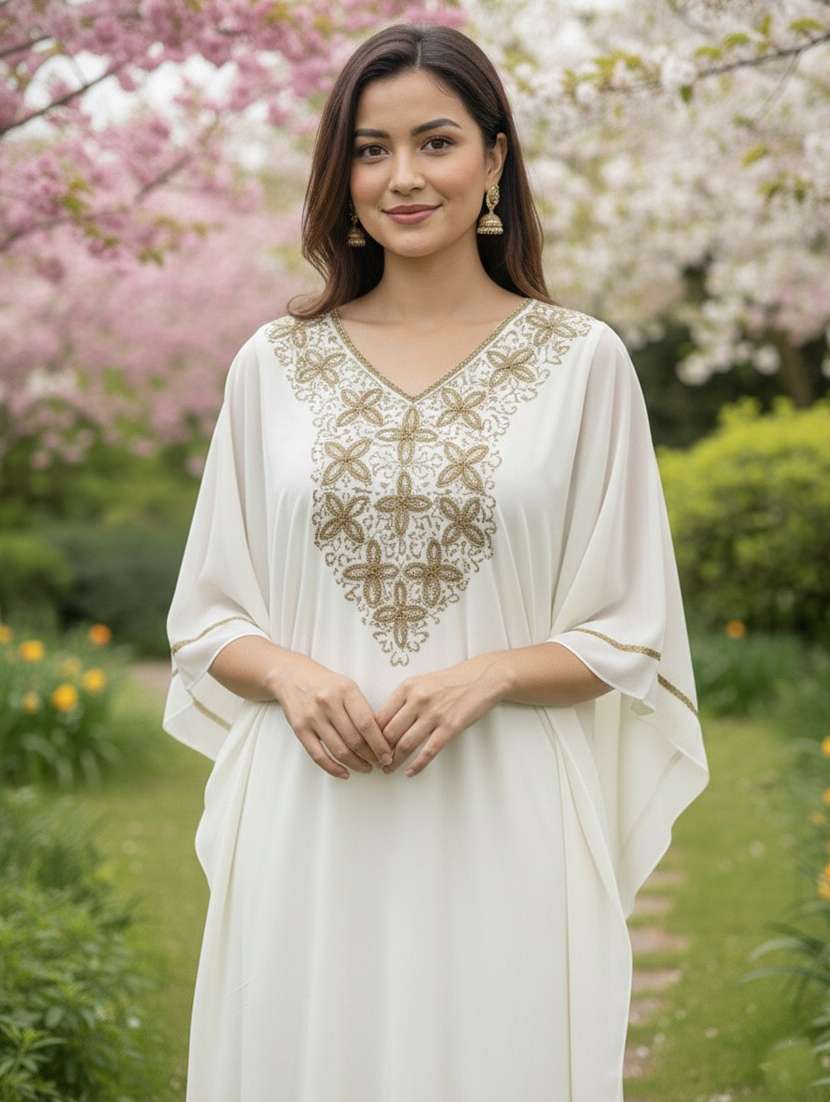 women embroidered kimono sleeve kaftan dress - 22275588 -  Standard Image - 4