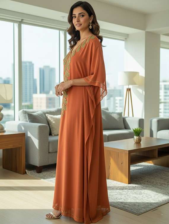 women embroidered kimono sleeve kaftan dress - 22275593 -  Standard Image - 1