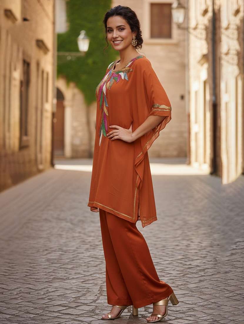 women embroidered kimono sleeve kaftan tunic - 22275613 -  Standard Image - 1